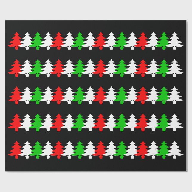Muster für rote, weiße, grüne Weihnachtsbaumsymbol Geschenkpapier (Flach)