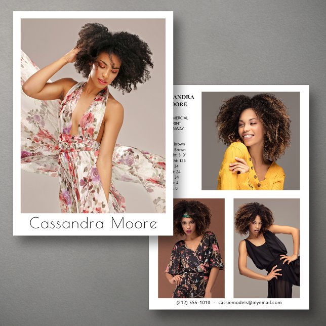 Muster für Schauspieler 4 Foto Zwei-seitige Comp-K Einladung (Available in high quality print or digital download for quick messaging, email or self printing.)