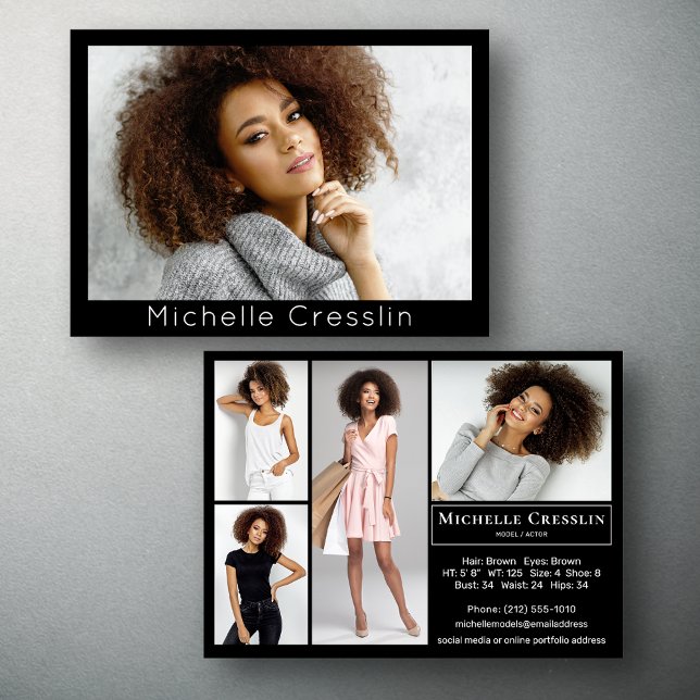 Muster für Schauspieler 5 Foto Zwei-seitige Comp-K Einladung (Available in print or instant download for quick messaging, email or self printing.)