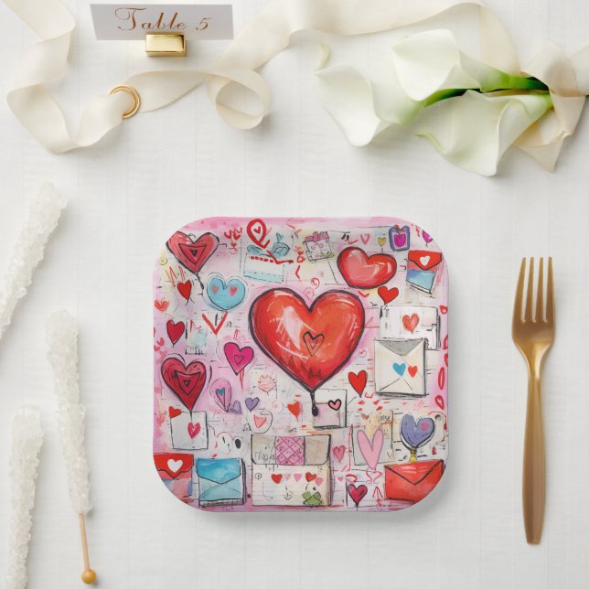 Muster für Schlaghöre und Lieben Pappteller (Hochzeit)