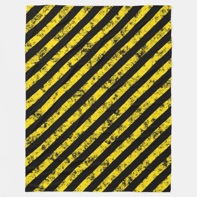 Muster für schwarz-gelbe Grunge-Vorsichtsstreifen Fleecedecke (Vorderseite)