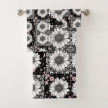 Muster für Schwarz, Rosa und Weiß-Blume