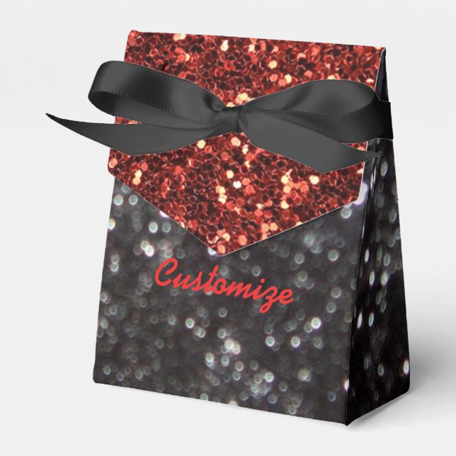 Muster für Schwarz und Rot Glitzer Geschenkschachtel (Vorderseite)