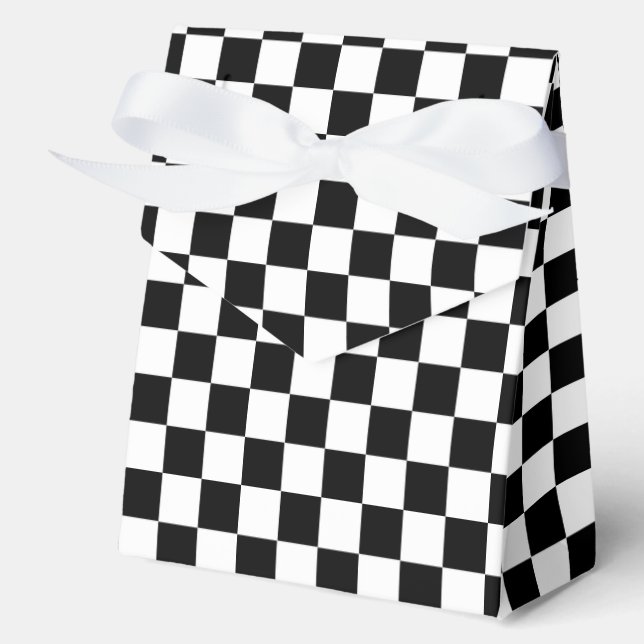 Muster für Schwarz-weiße geprüfte Karo Geschenkschachtel (Vorderseite)
