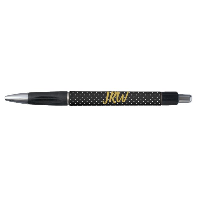 Muster für Schwarz-weiße Punkte in elegantem Gold  Kugelschreiber (Vorderseite)