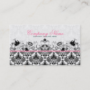 Muster für schwarz-weiße Retro-Floral-Damaskus Visitenkarte