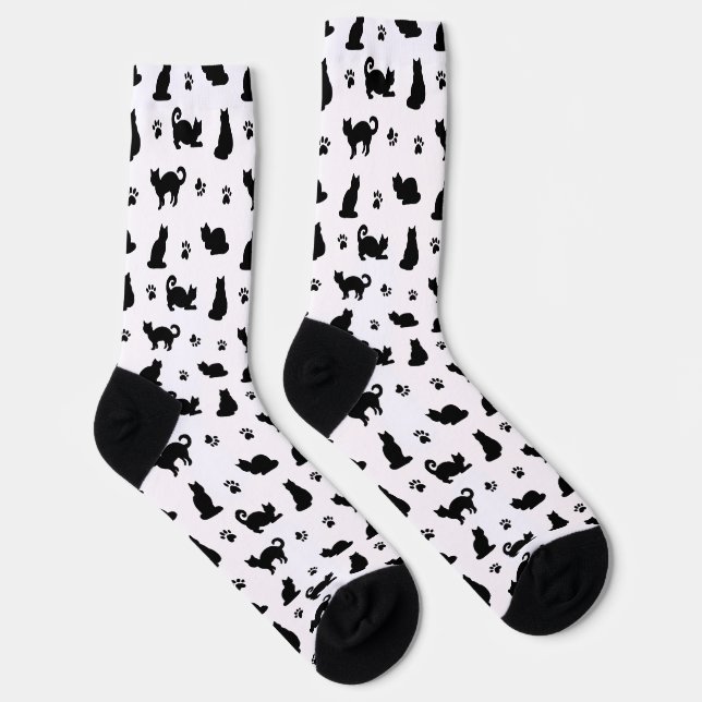 Muster für schwarze Katzen und Paw Socken (Rechts)