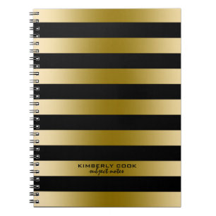 Muster für schwarze und goldene Streifen Notizblock