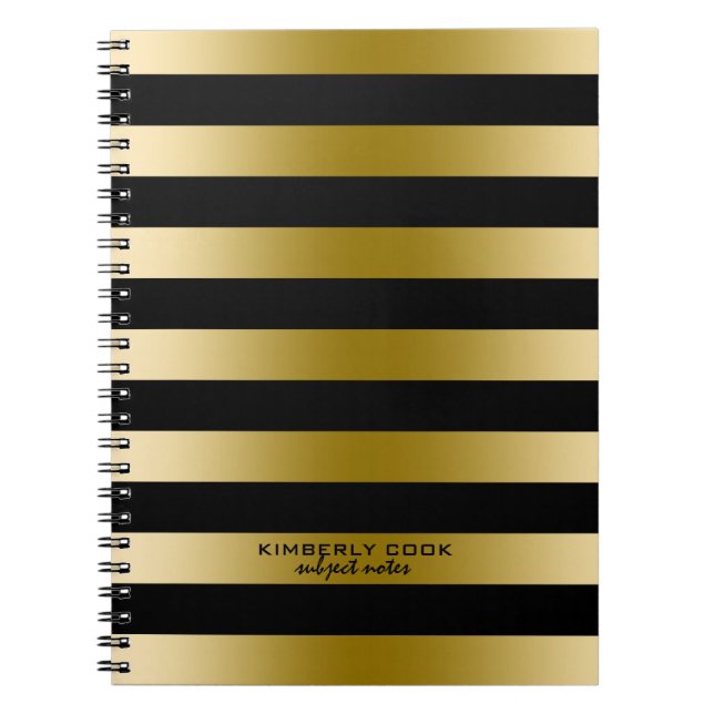 Muster für schwarze und goldene Streifen Notizblock (Vorderseite)