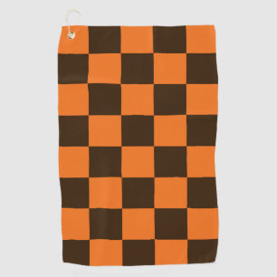 Muster für schwarze und orange eckige Quadrate Golfhandtuch