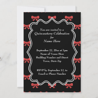Muster für Schwarze und rote Bögen - Quinceanera Einladung