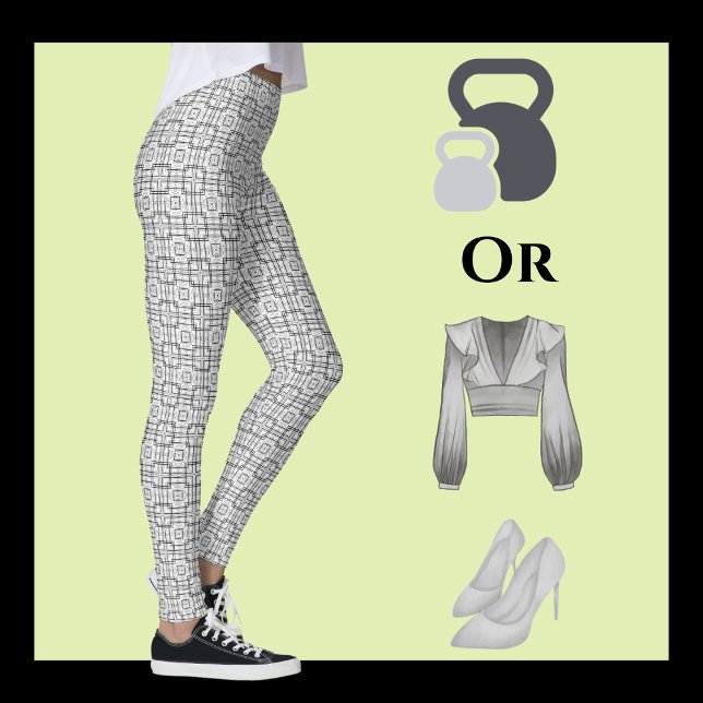 Muster für schwarze und weiße geometrische Quadrat Leggings (Von Creator hochgeladen)