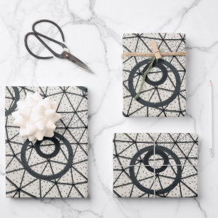 Muster für schwarze und weiße Kreise Geschenkpapier Set