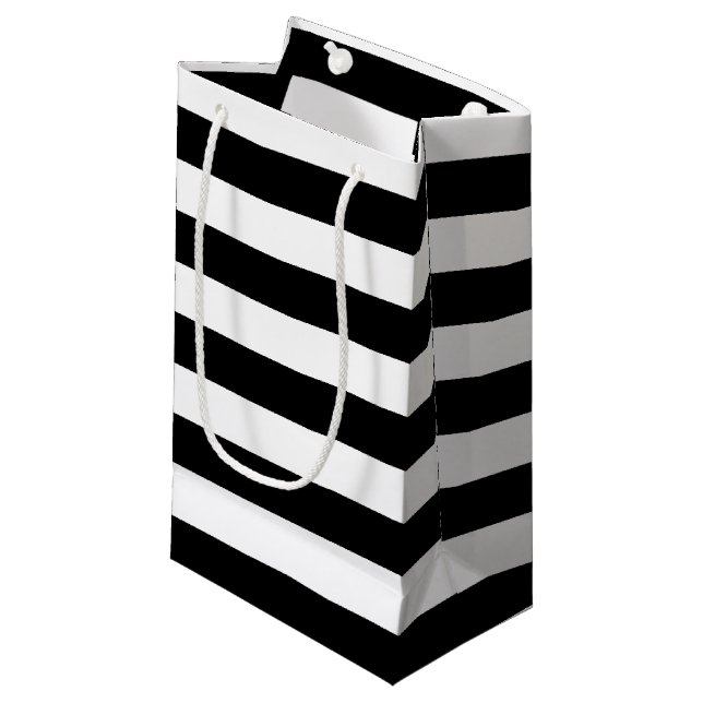 Muster für schwarze und weiße Linien Kleine Geschenktüte (Vorderseite Schrägansicht)
