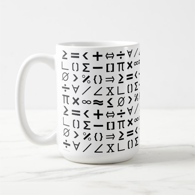 Muster für schwarze und weiße Mathematik-Zeichen u Kaffeetasse (Links)