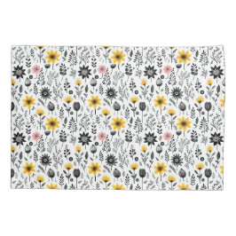 Muster für Schwarzweiß-Wildblume Kissenbezug