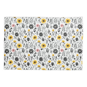 Muster für Schwarzweiß-Wildblume Kissenbezug