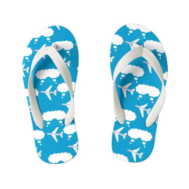 Muster für Sky Blue Airplane Kinderbadesandalen (Fußbett)