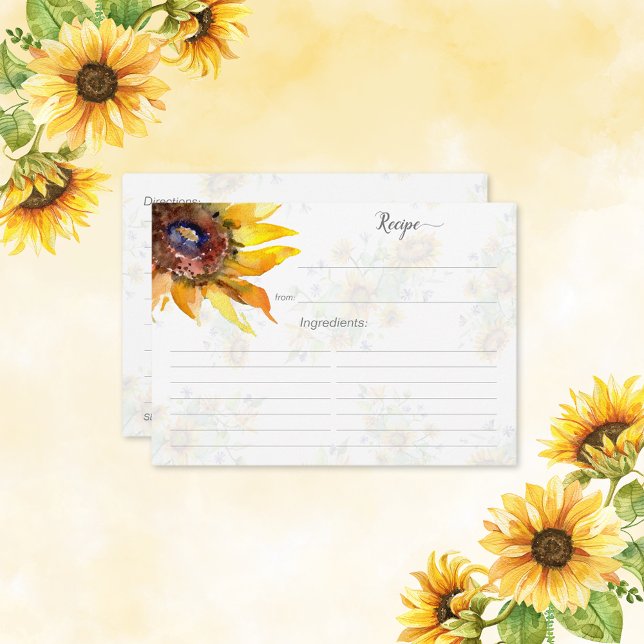 Muster für Sonnenblumen Brautparty Rezeptkarte Begleitkarte (Von Creator hochgeladen)