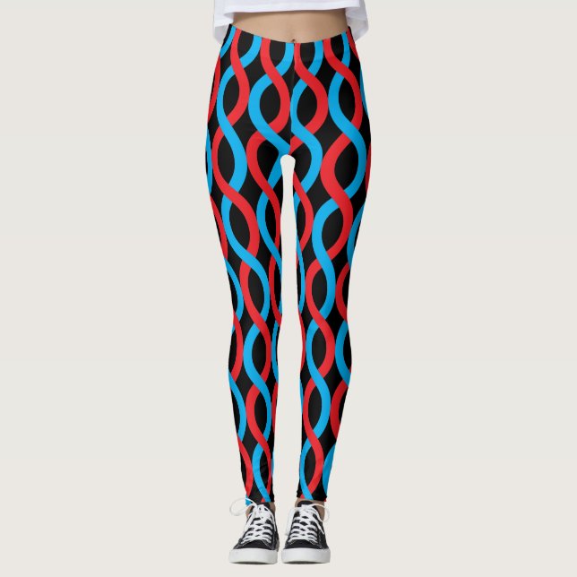 Muster für sozialite Blaue Rote Waves Leggings (Vorderseite)