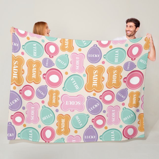 Muster für spielerische Hundetags Fleecedecke (Beispiel)