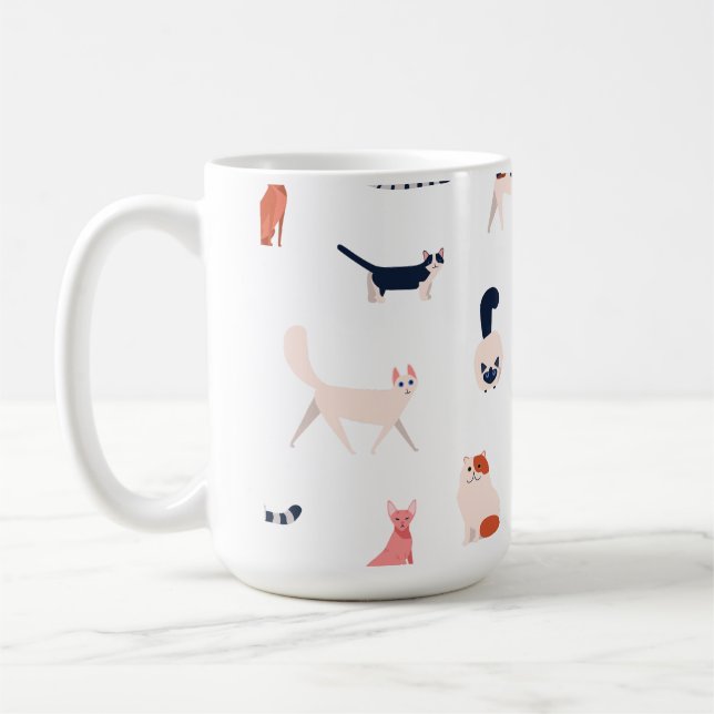 Muster für spielerische Katzen - Niedliche Feline  Kaffeetasse (Links)