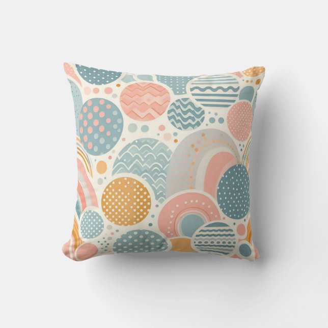 Muster für spielerisches geometrisches Doodle Kissen (Vorderseite)