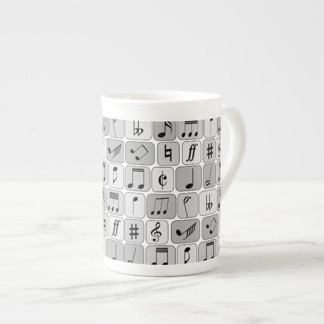 Muster für stylische monochrome geometrische Musik Prozellantasse (Vorderseite Rechts)