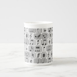 Muster für stylische monochrome geometrische Musik Prozellantasse