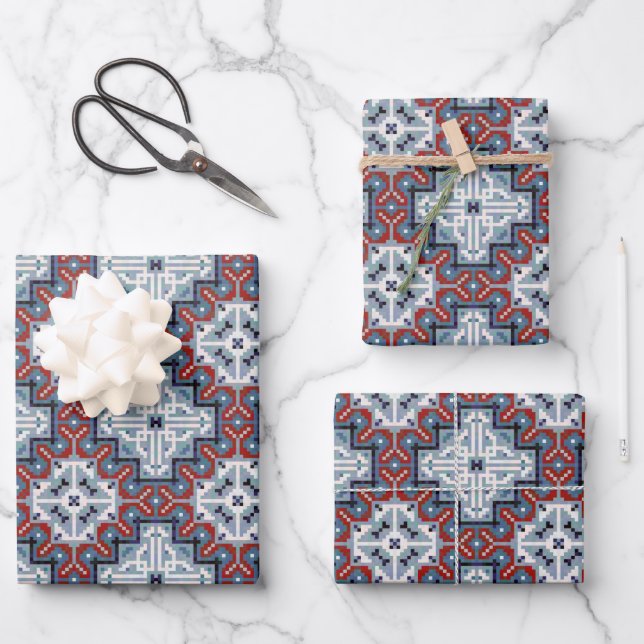 Muster für systemeigene Amerikanische Ureinwohner Geschenkpapier Set (Vorderseite)