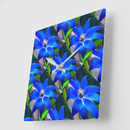 Muster für tiefe blaue Blume Quadratische Wanduhr
