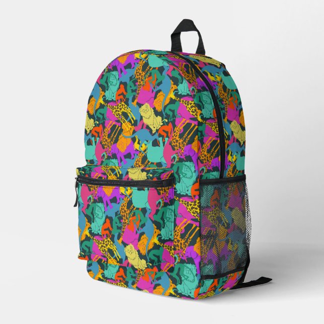 Muster für tierische Silhouetten Bedruckter Rucksack (Rückseitige Ecke Rechts)