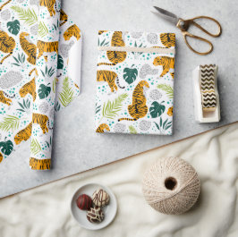 Muster für Tiger und tropische Blätter Geschenkpapier