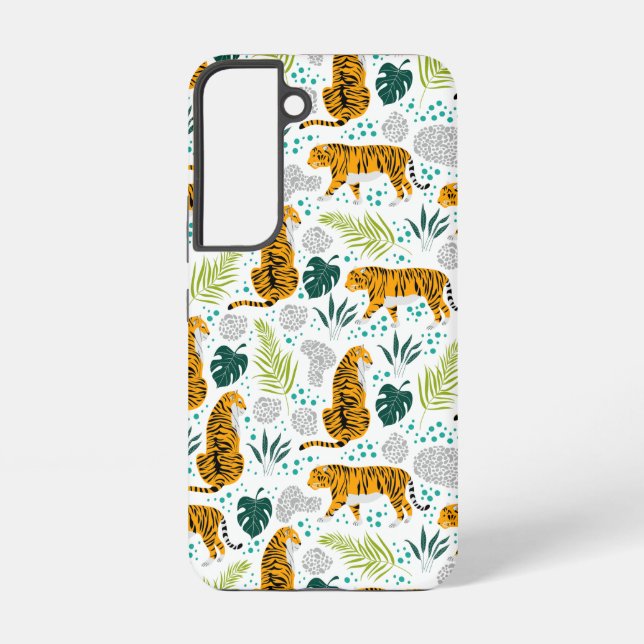 Muster für Tiger und tropische Blätter Samsung Galaxy Hülle (Rückseite)