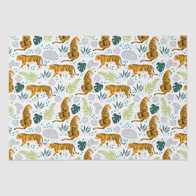 Muster für Tiger und tropische Blätter Seidenpapier (Vorderseite)