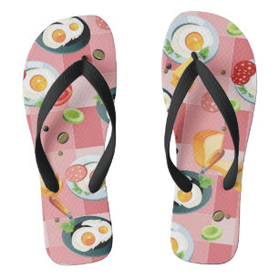 Muster für Tomaten und frittierte Eier Flip Flops