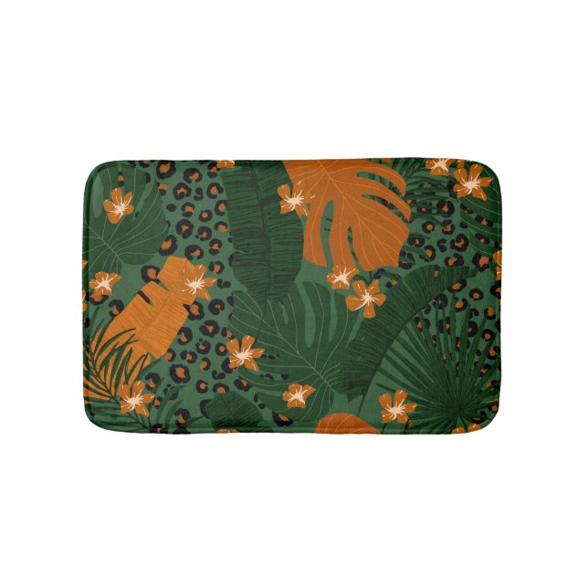 Muster für tropische Leopard-Blätter Badematte (Vorderseite)