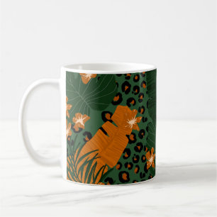 Muster für tropische Leopard-Blätter Kaffeetasse