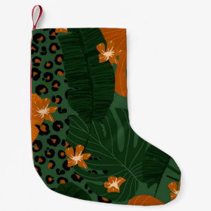 Muster für tropische Leopard-Blätter Kleiner Weihnachtsstrumpf