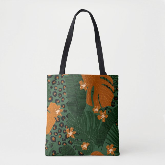 Muster für tropische Leopard-Blätter Tasche (Vorderseite)
