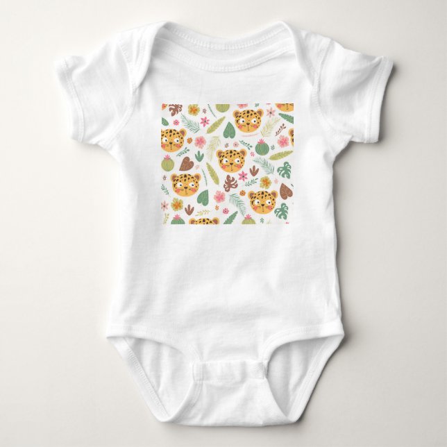 Muster für tropische Pflanze von Leopard Baby Strampler (Vorderseite)