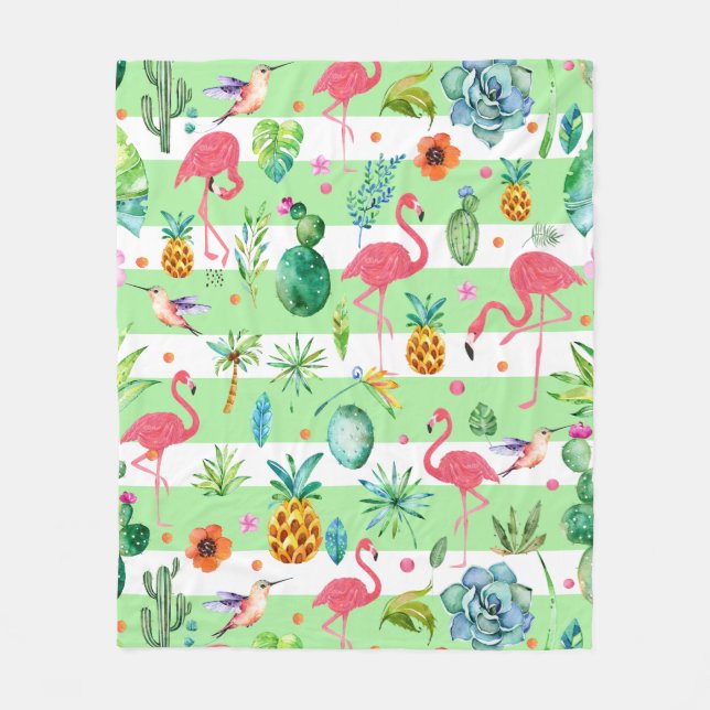 Muster für tropische Vögel und Blume Fleecedecke (Vorderseite)