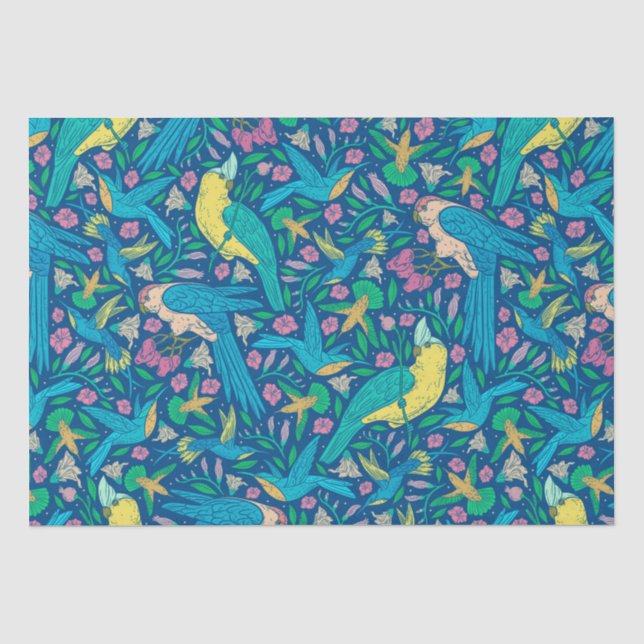 Muster für tropische Vögel und Blume Seidenpapier (Vorderseite)
