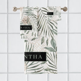 Muster für tropische Wasserfarben und Blätter und  Badhandtuch Set