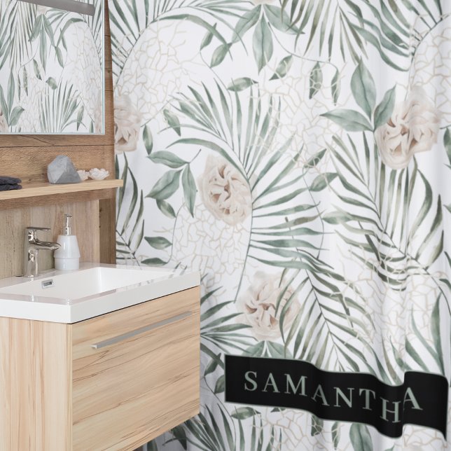 Muster für tropische Wasserfarben und Blätter und  Duschvorhang (Von Creator hochgeladen)