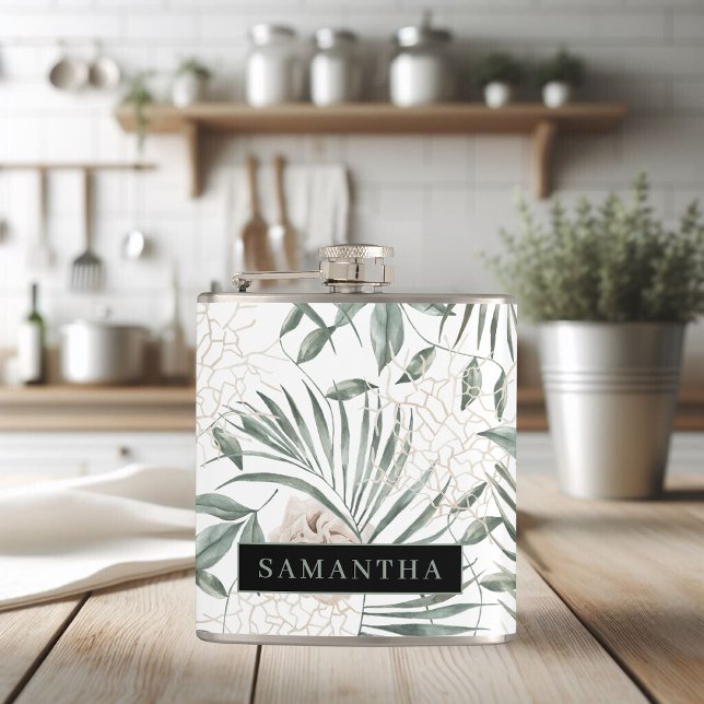 Muster für tropische Wasserfarben und Blätter und  Flachmann (Von Creator hochgeladen)