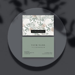 Muster für tropische Wasserfarben und Blätter und  Visitenkarte