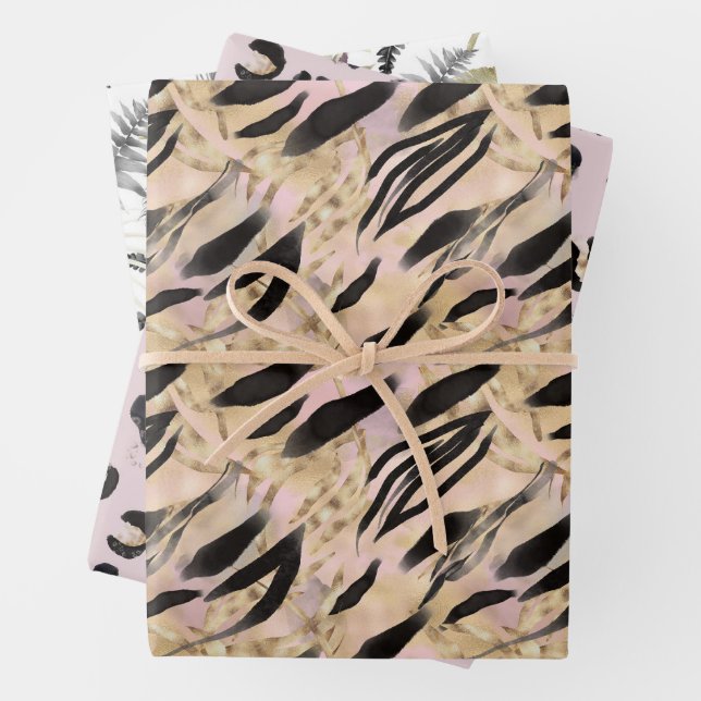 Muster für tropisches Gold bei Tieren Geschenkpapier Set (Beispiel)