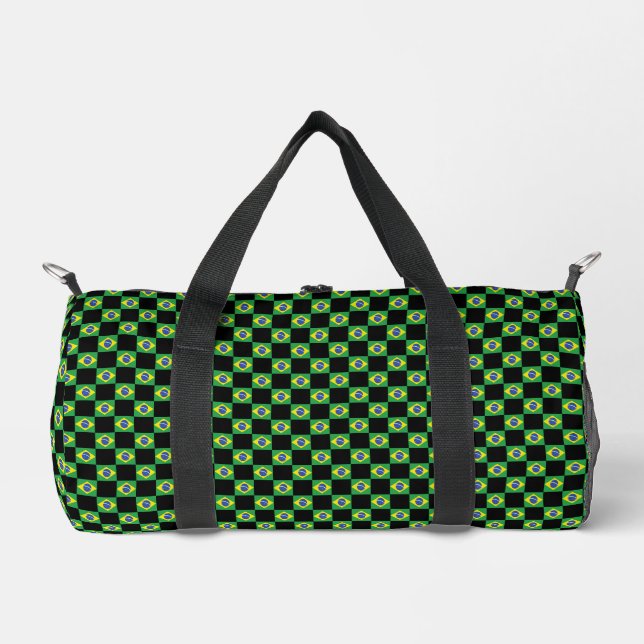 Muster für überprüfte brasilianische Flaggen Duffle Bag (Vorderseite)