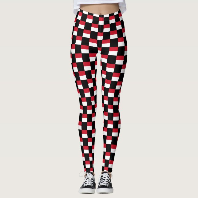 Muster für überprüfte indonesische Flagge Leggings (Vorderseite)